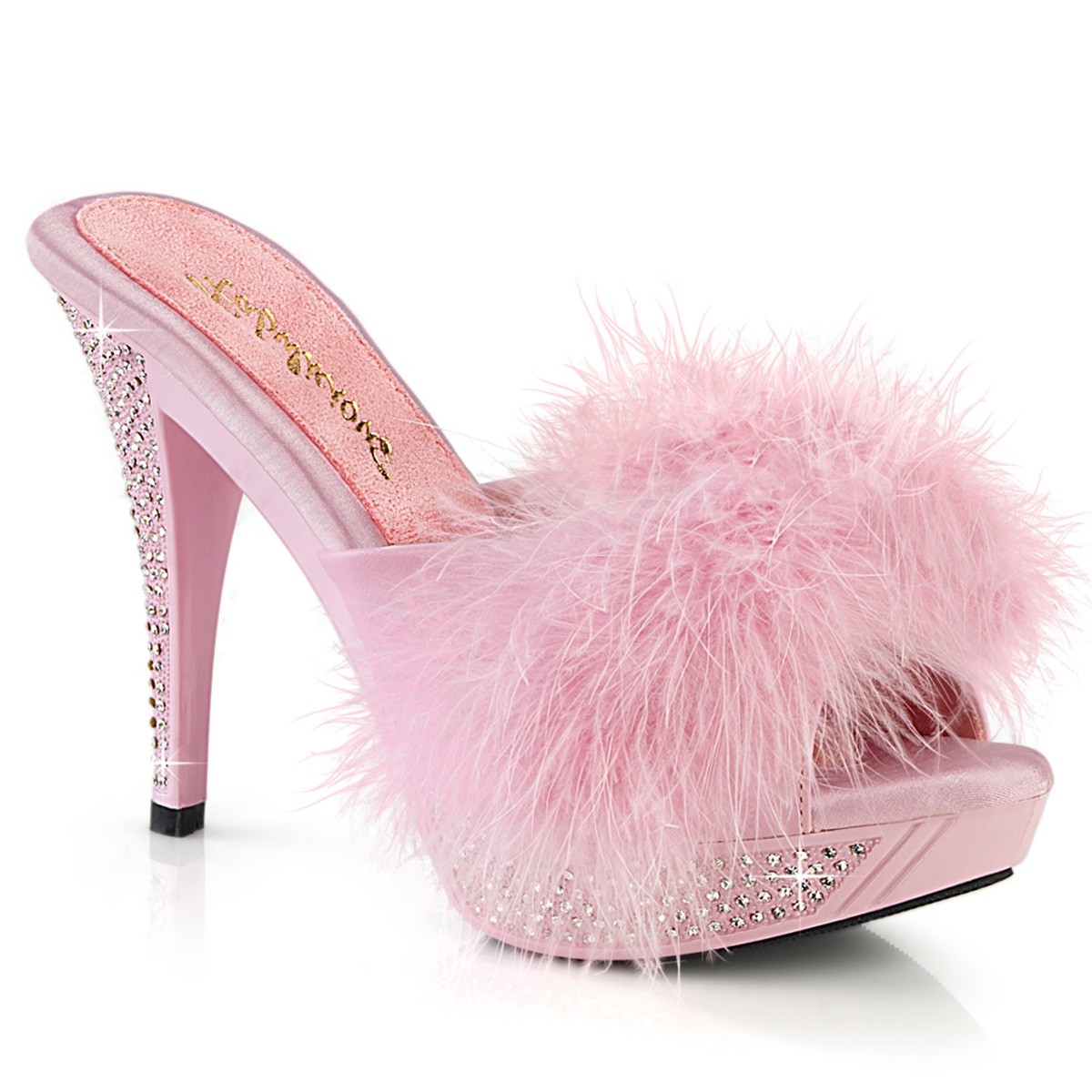 ELEGANT 401F B. Pink Marabou-Faux Leather/B. Pink