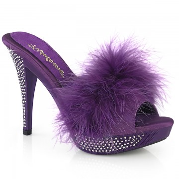 ELEGANT-401F Purple Marabou-Faux Leather
